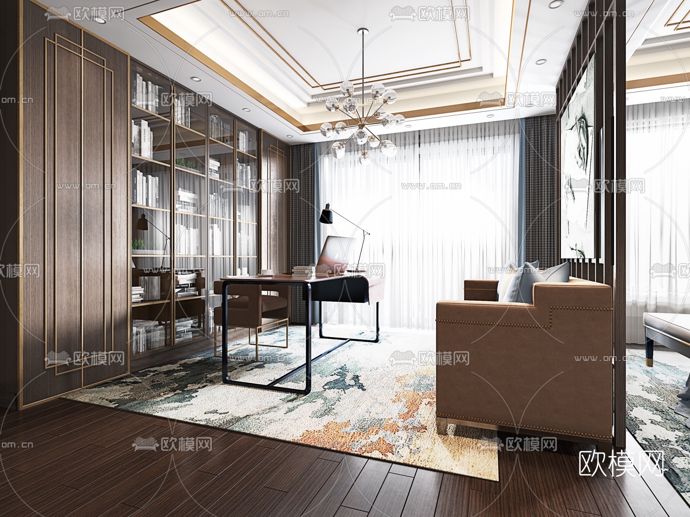 后现代卧室书房3d模型