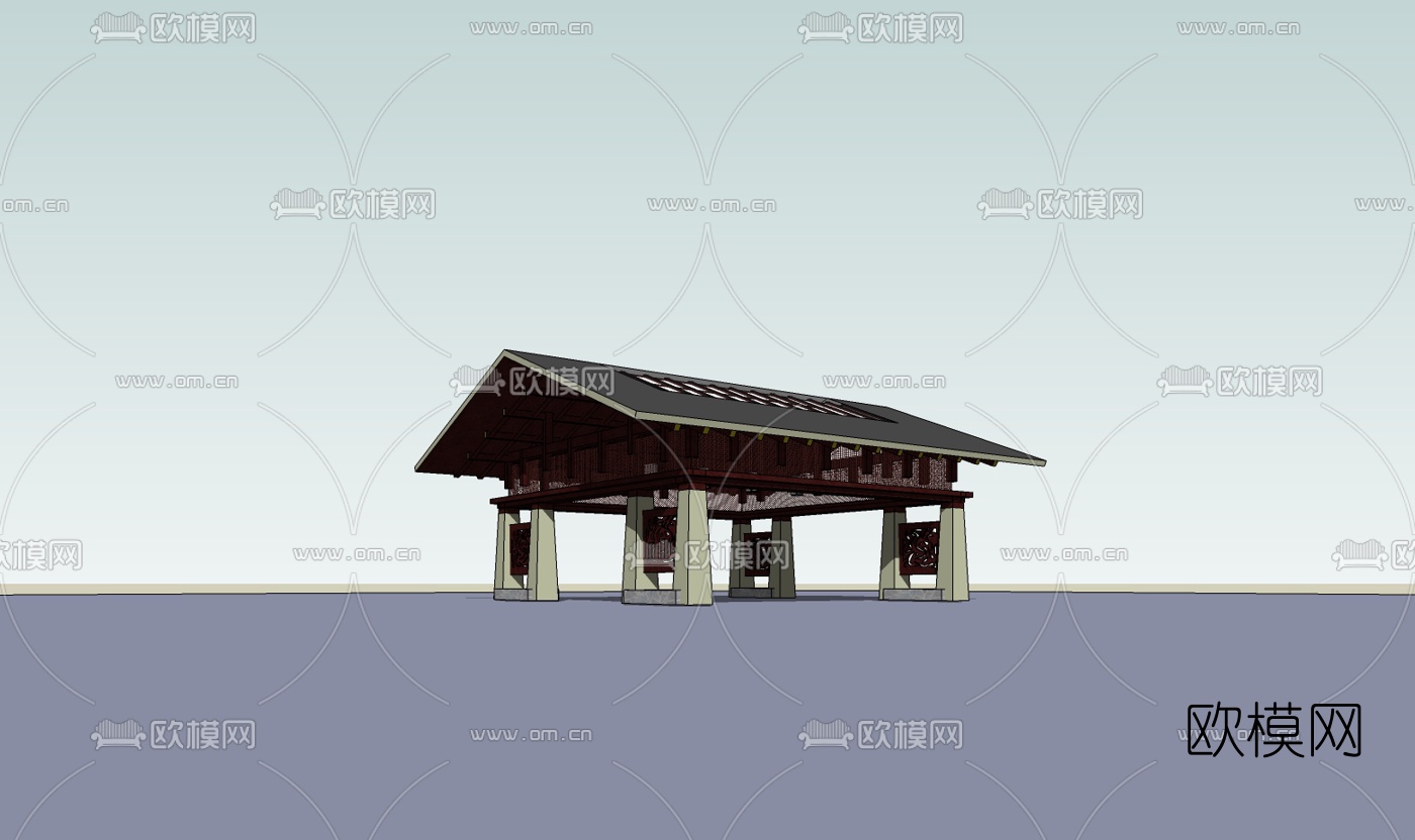 东南亚凉亭su模型下载