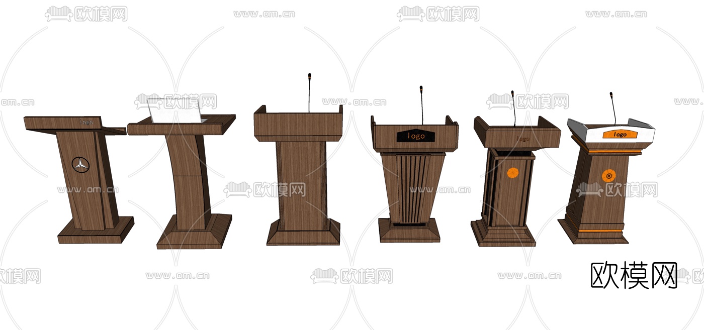 现代演讲台组合su模型下载