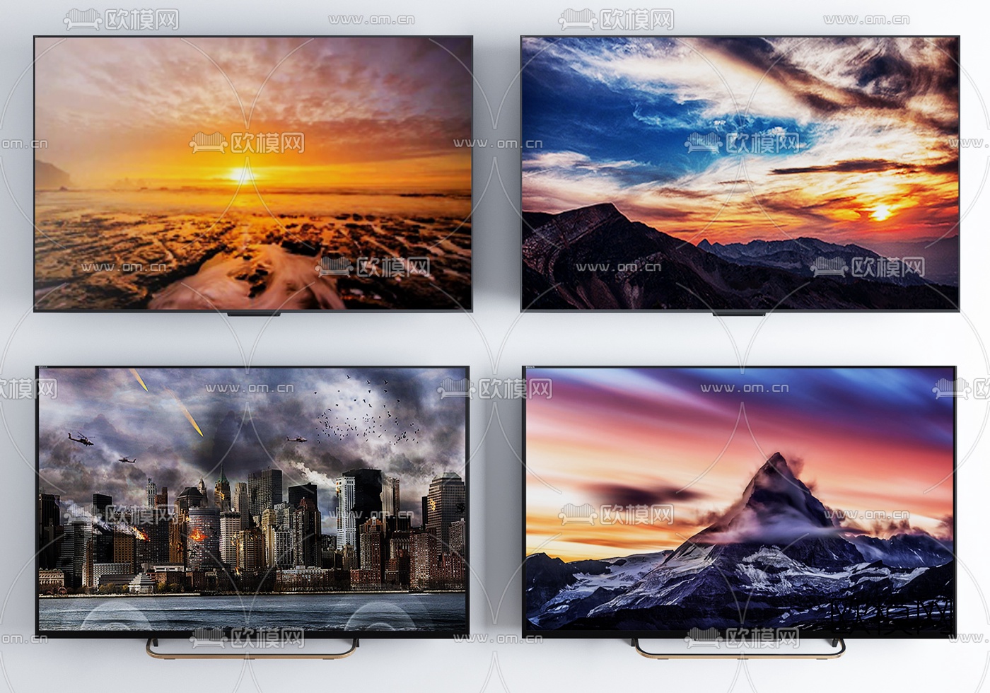 现代电视机组合3d模型下载