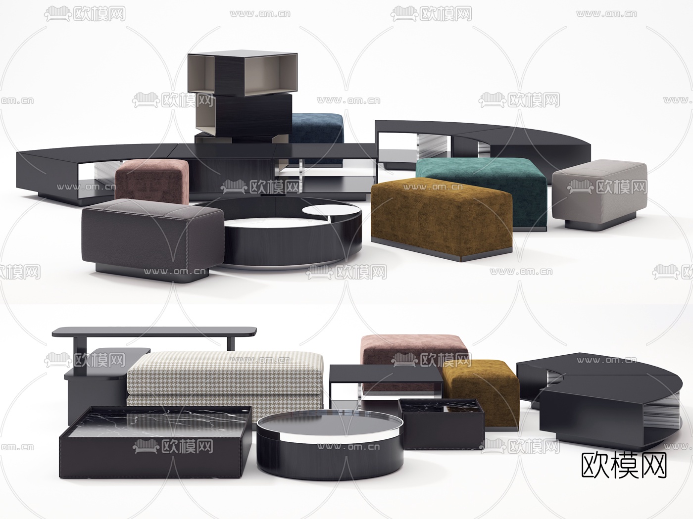 意大利Minotti现代茶几角几脚踏3d模型下载（渲染图1）