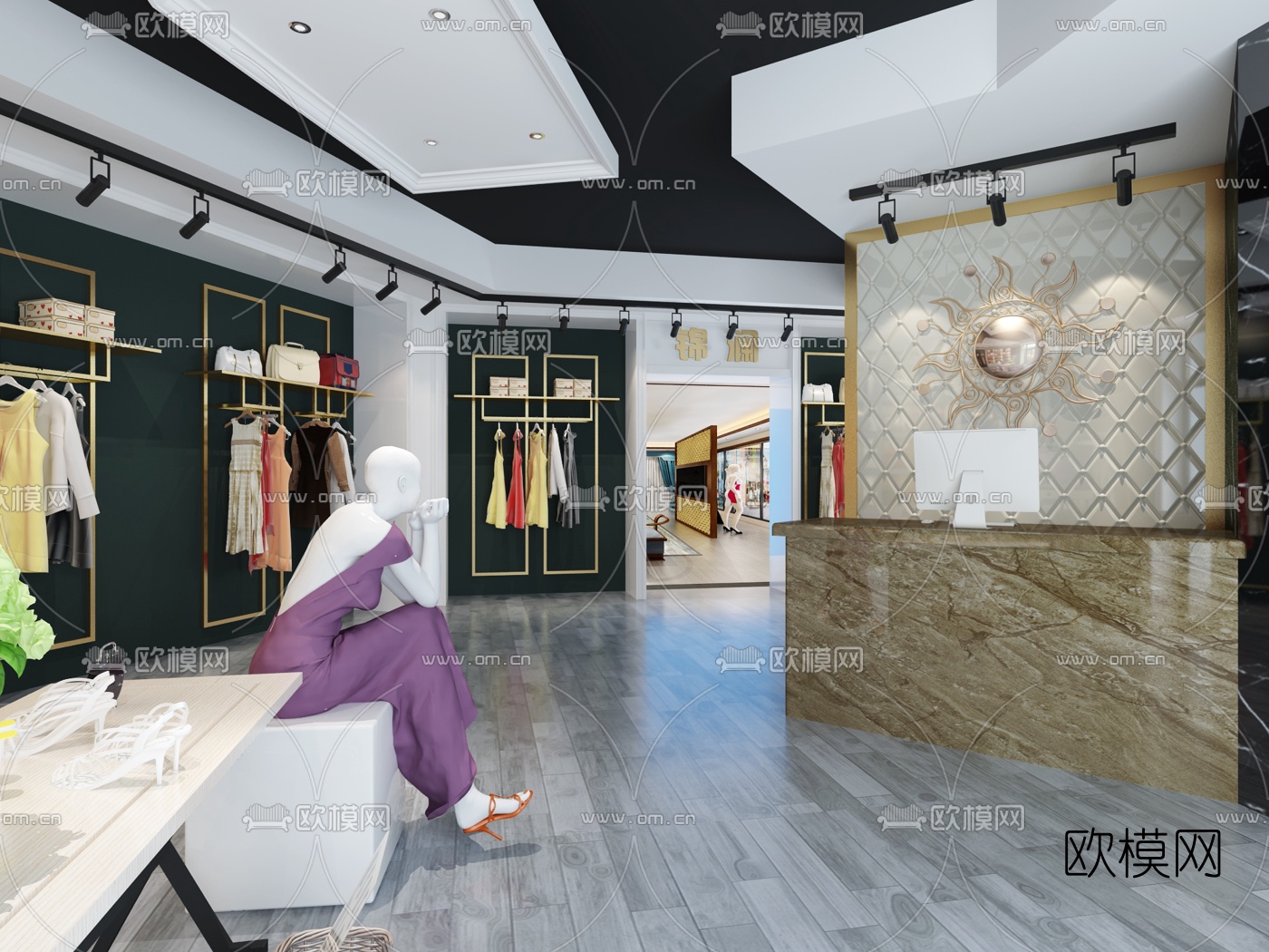 现代服装店免费3d模型-免费3dmax模型库-欧模网