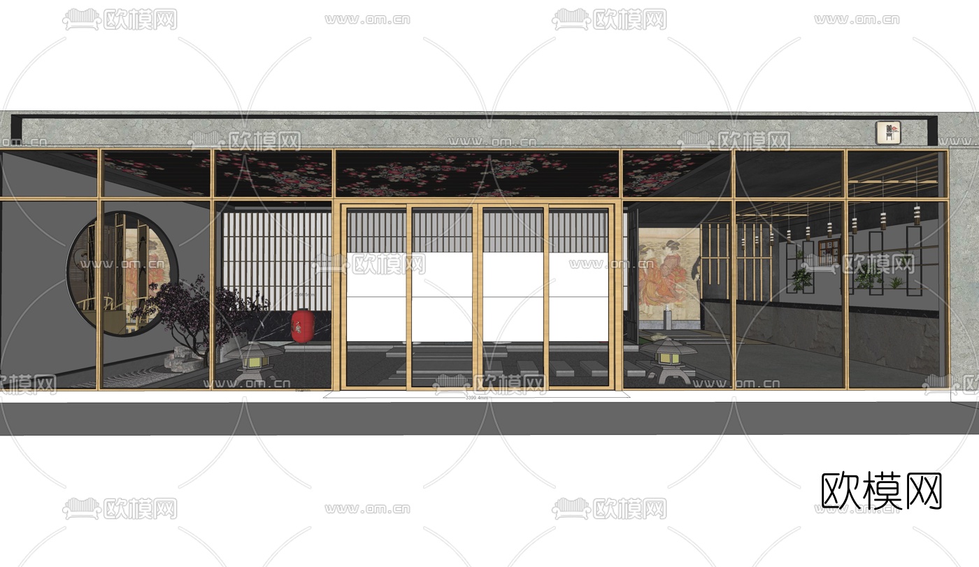日式料理店su模型