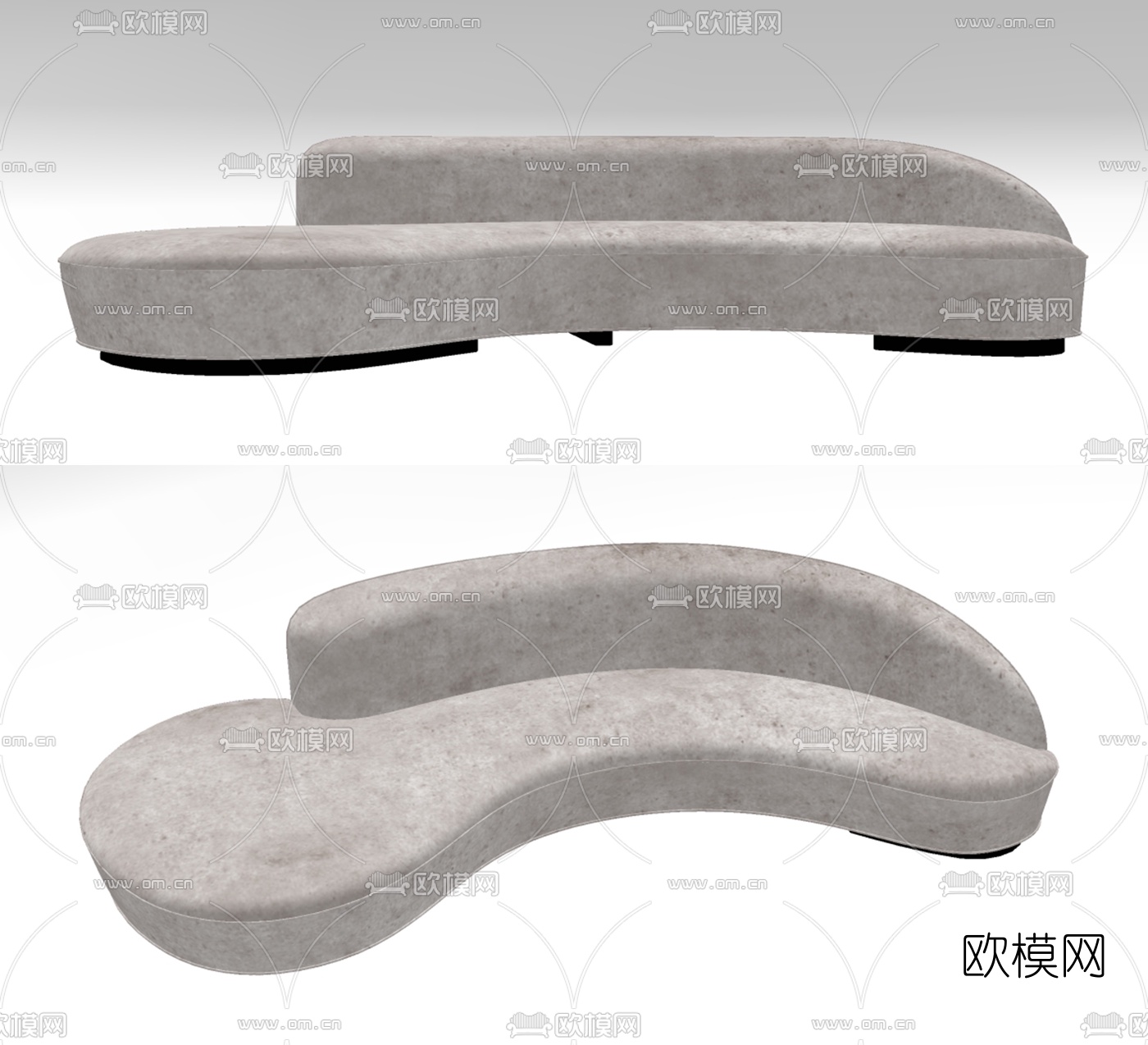 现代弧形多人沙发su模型下载（渲染图2）