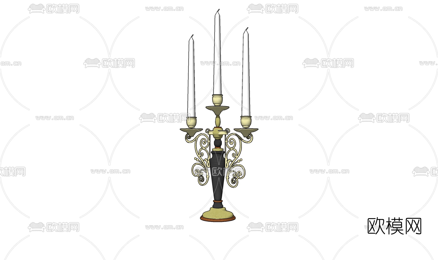 欧式古典金属烛台灯免费su模型下载