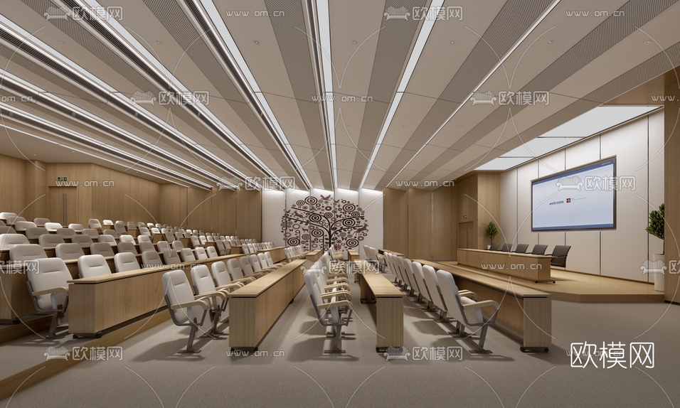 现代办公室会议室培训机构3d模型下载
