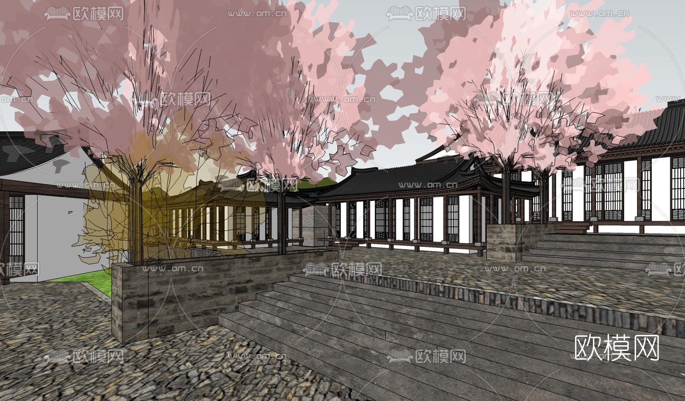 韩式民俗古建su模型下载（渲染图2）