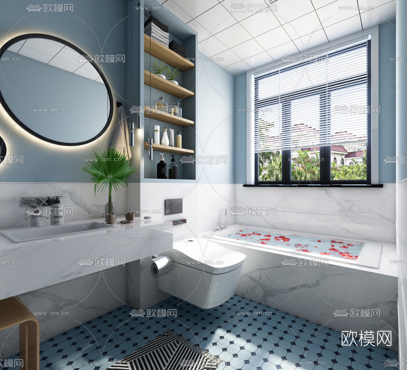 北欧卫生间浴室3d模型-免费3dmax模型库-欧模网