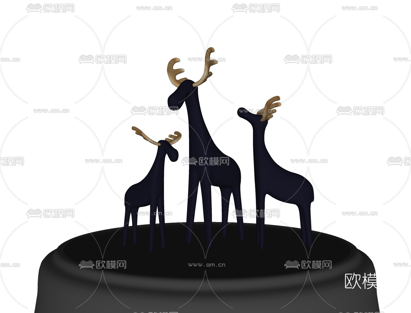 北欧金角鹿雕塑su模型下载