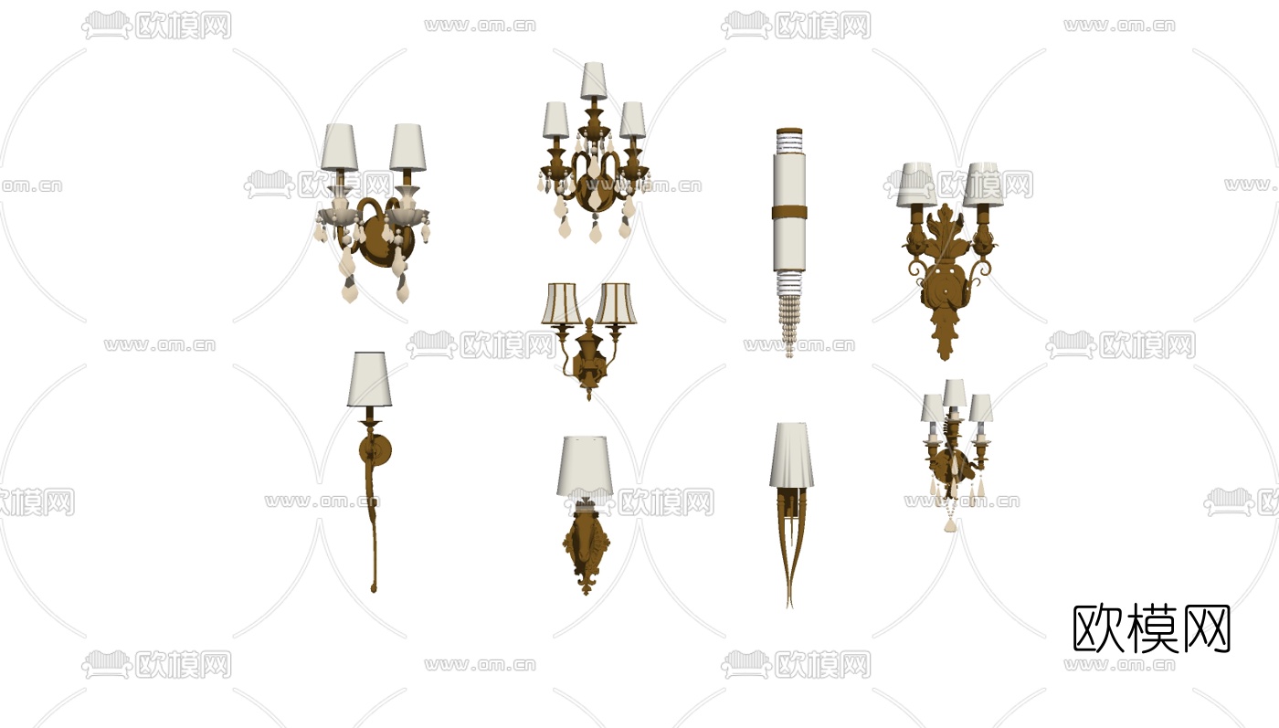 欧式金属双头壁灯su模型下载（渲染图2）