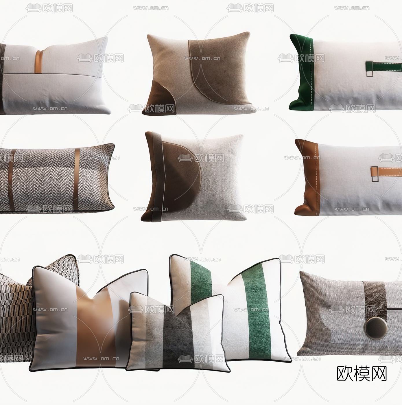 现代布艺抱枕3d模型下载