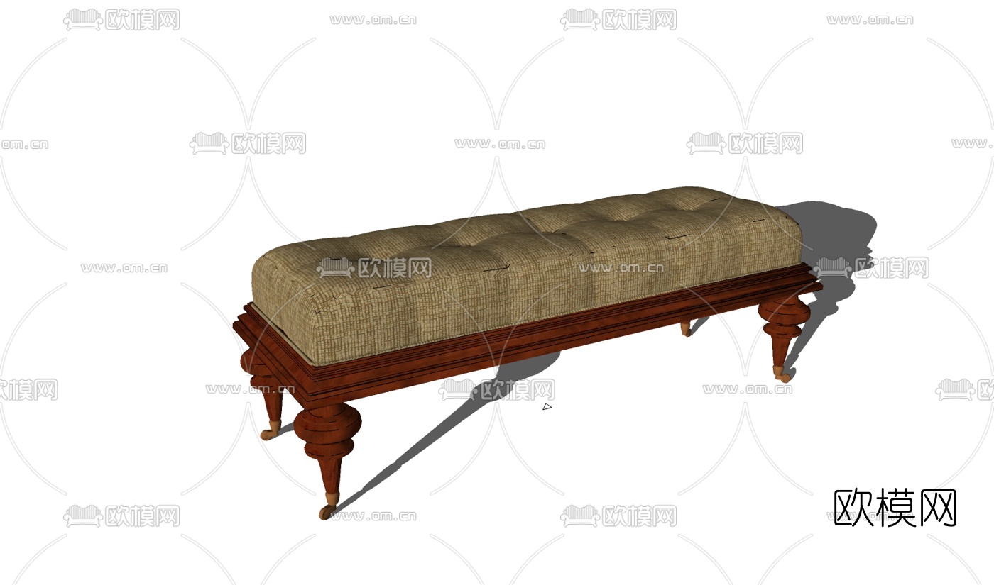 欧式布艺脚踏免费su模型下载