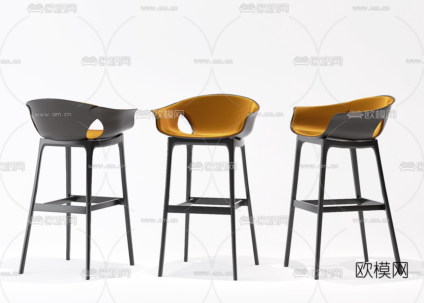 北欧金属吧椅3d模型下载