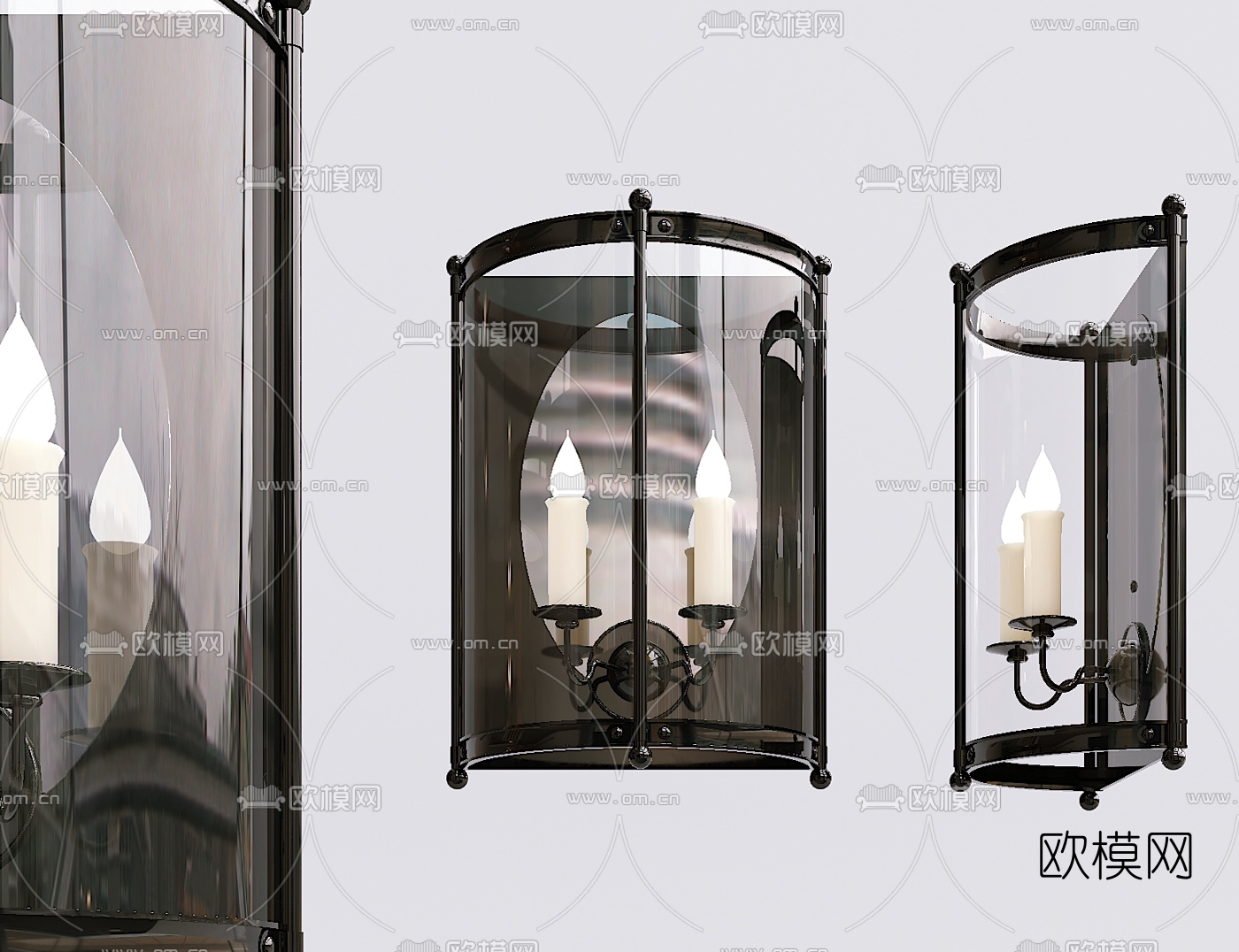 工业风铁艺壁灯3d模型下载