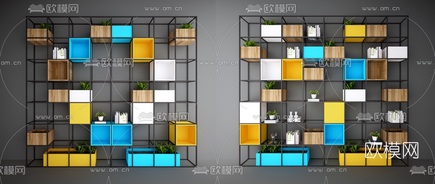 北欧置物架摆件组合3D模型下载