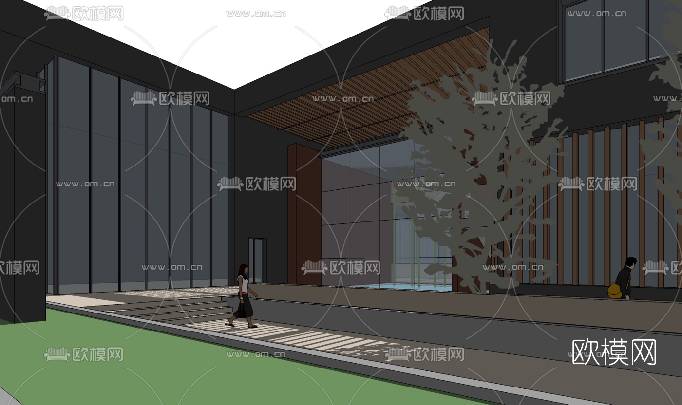 新中式休闲会所su模型