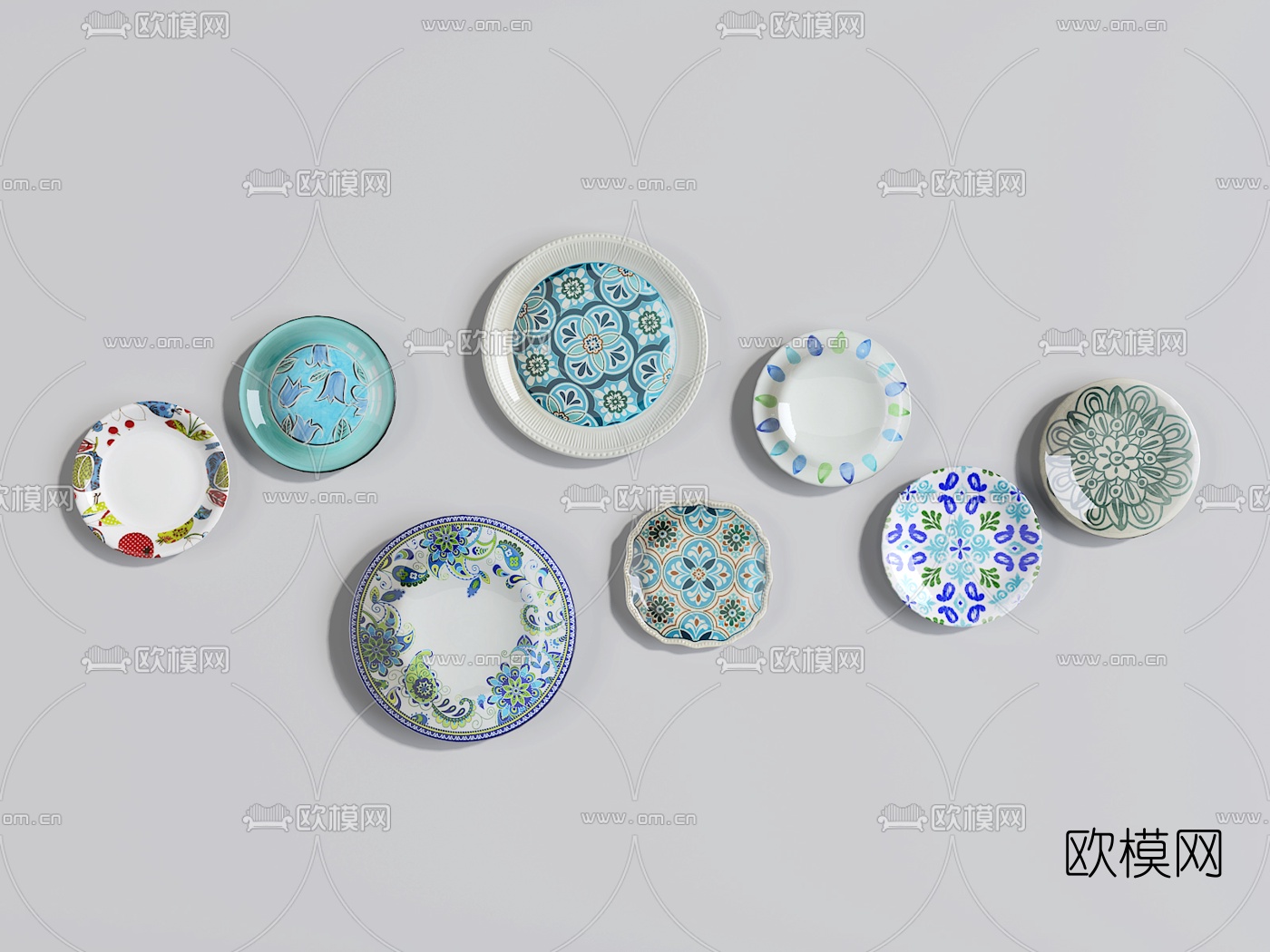 现代陶瓷盘子挂件3D模型