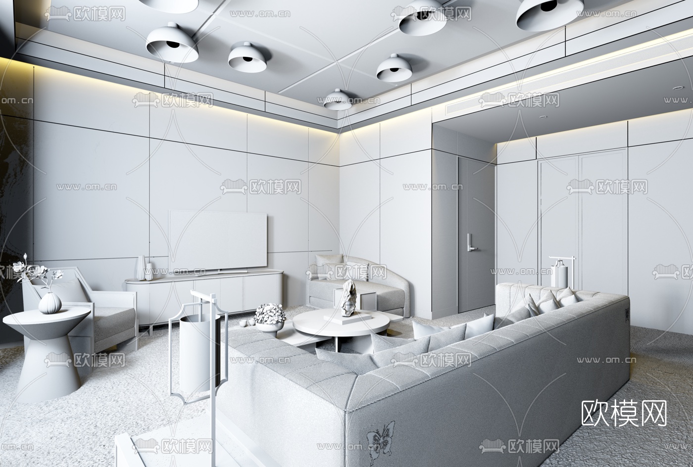 杜文彪设计 现代样板房客厅3D模型
