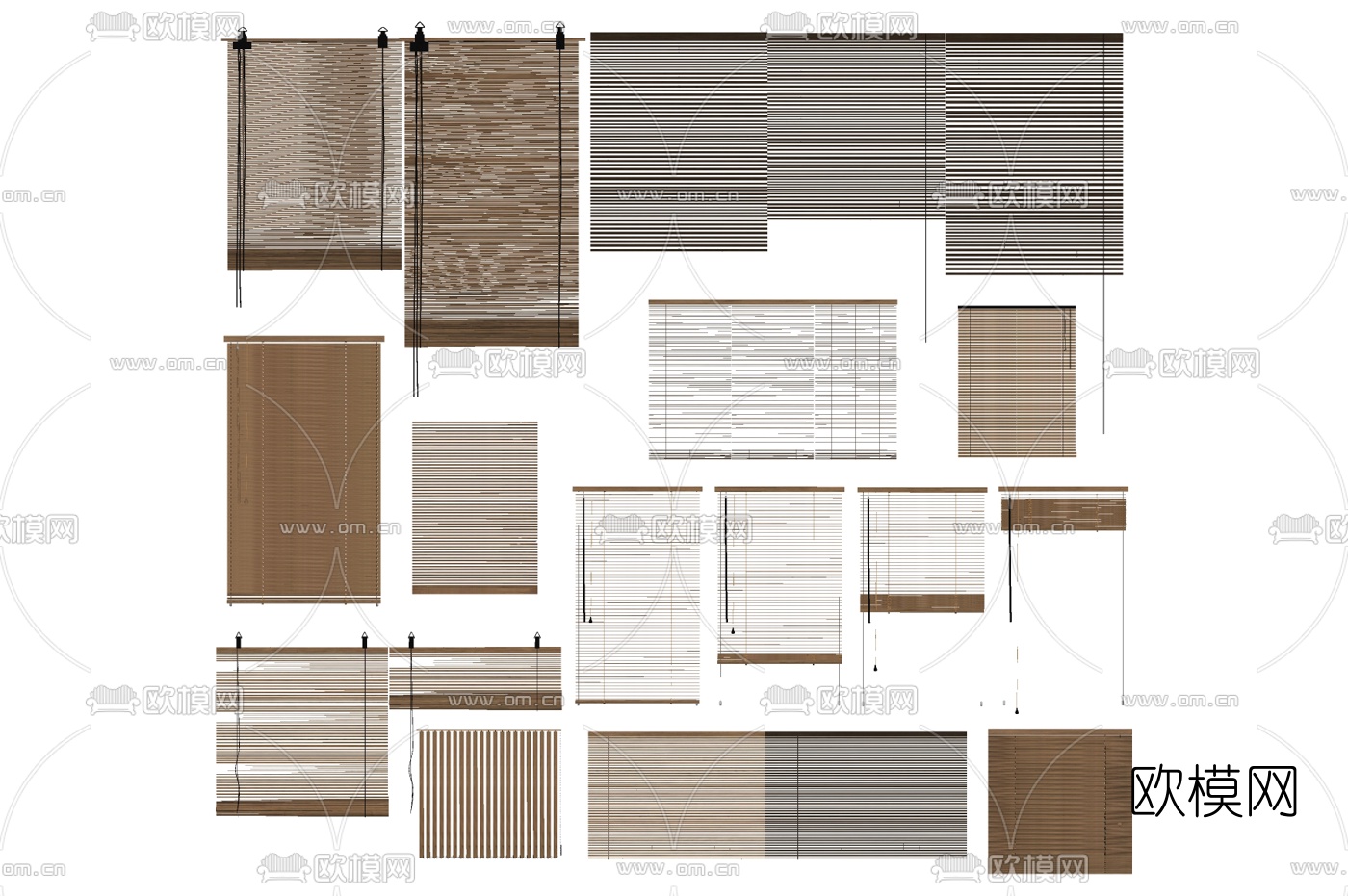 新中式竹帘百叶帘su模型下载
