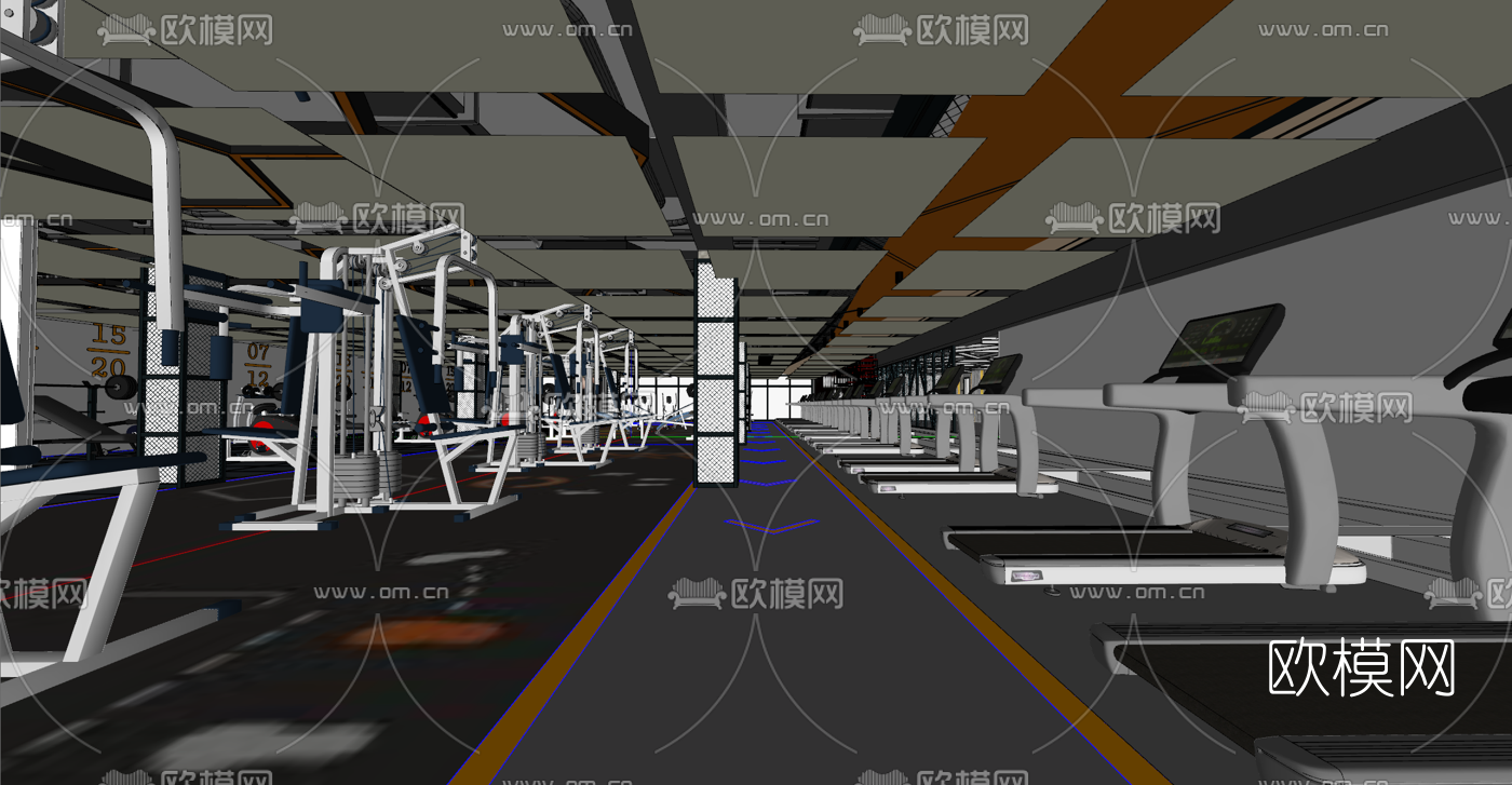 工业风健身房su模型下载（渲染图4）