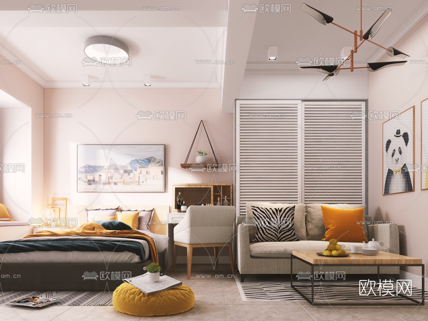 北欧单身公寓3d模型下载