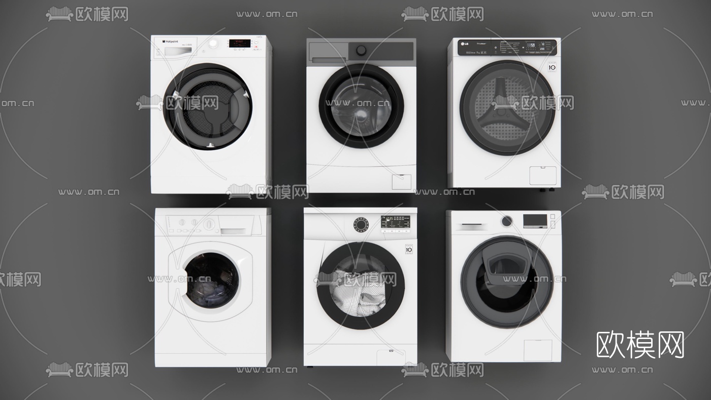 现代滚筒洗衣机su模型下载（渲染图1）