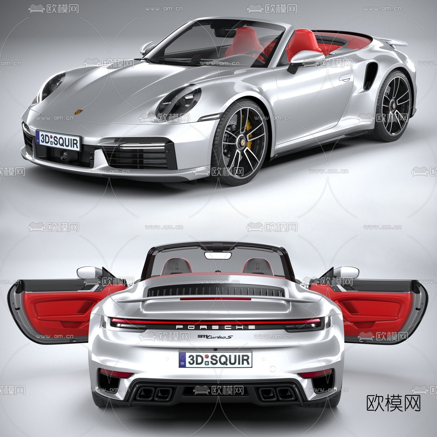 现代保时捷敞篷跑车汽车3d模型