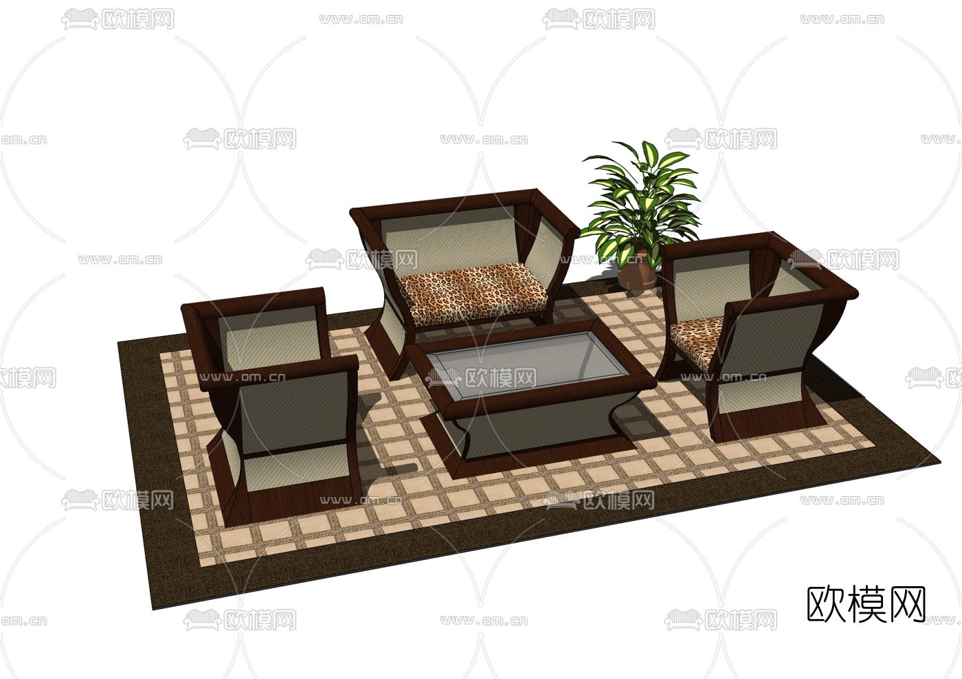 现代户外沙发组合免费su模型下载