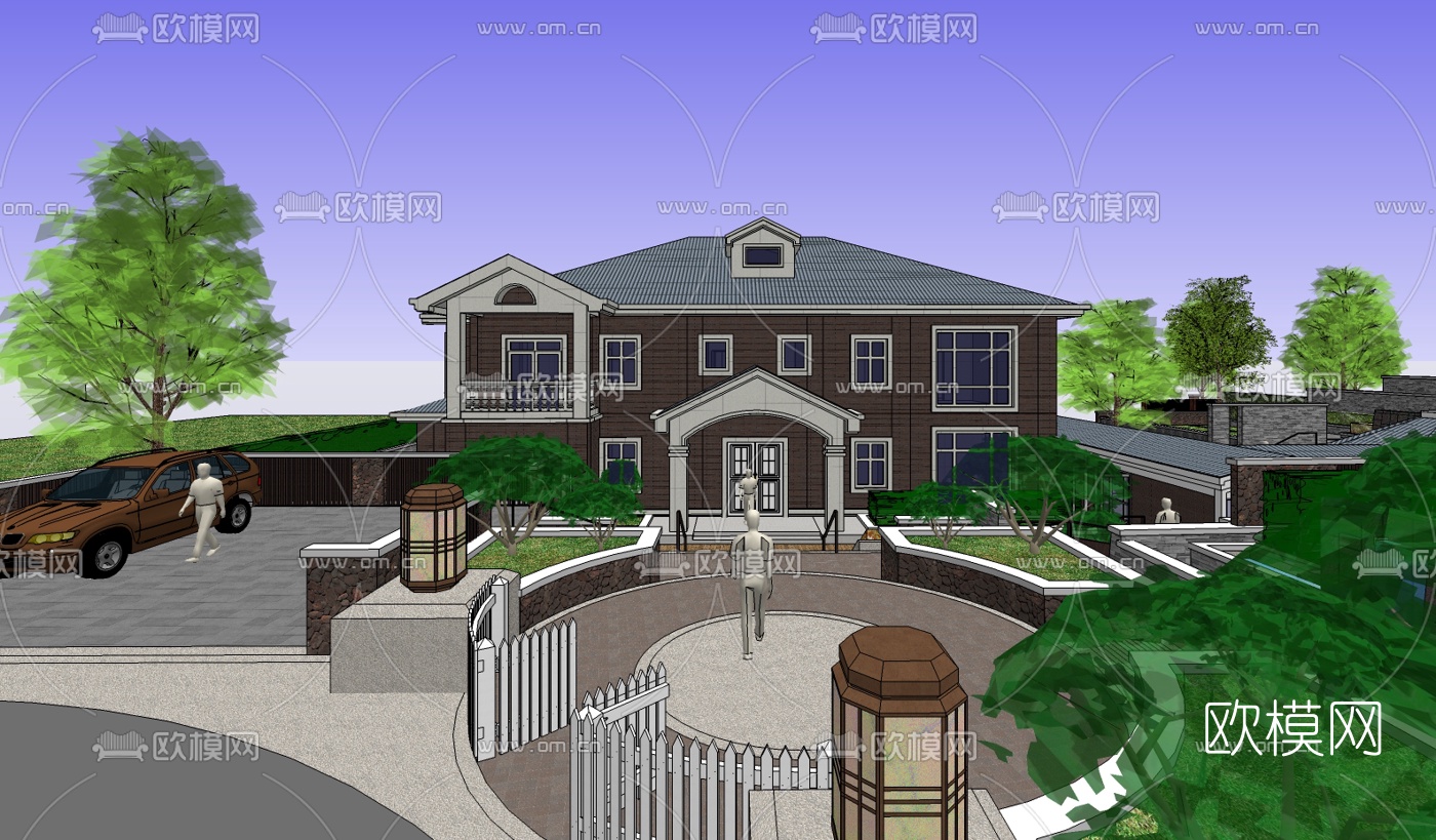 简欧别墅su模型下载（渲染图7）