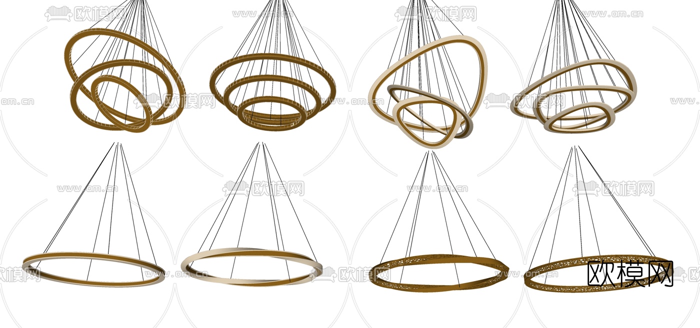 现代金属吊灯组合su模型下载