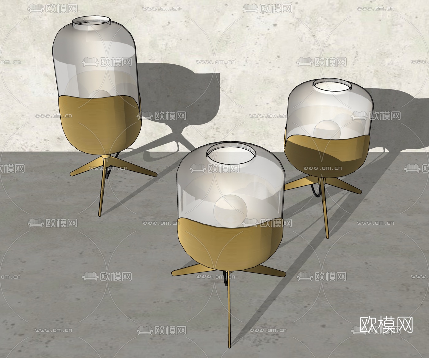 现代轻奢台灯su模型