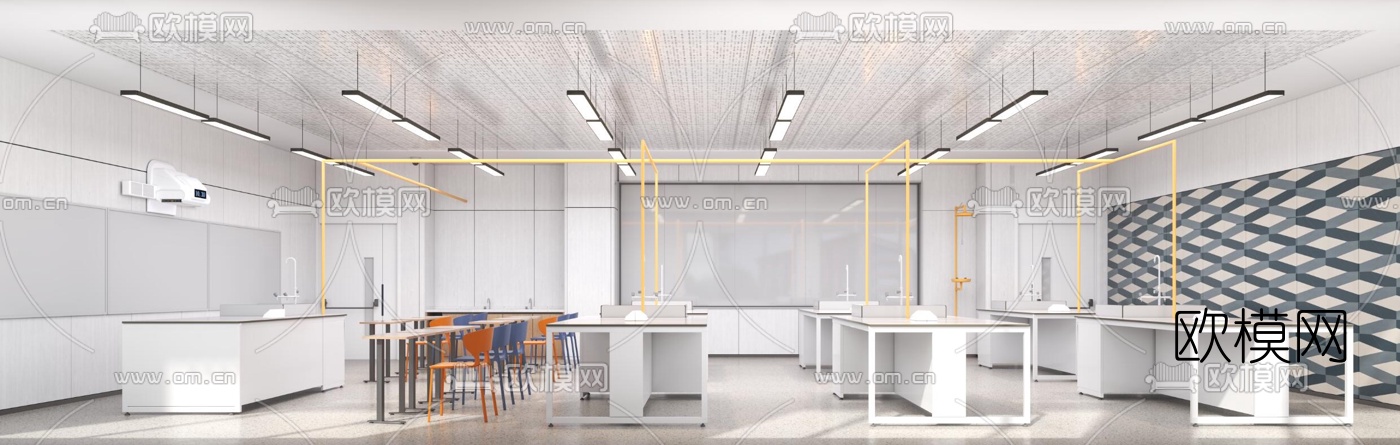 现代学校实验室3d模型