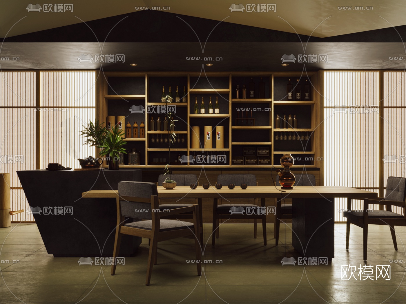 日式居酒屋清吧3d模型