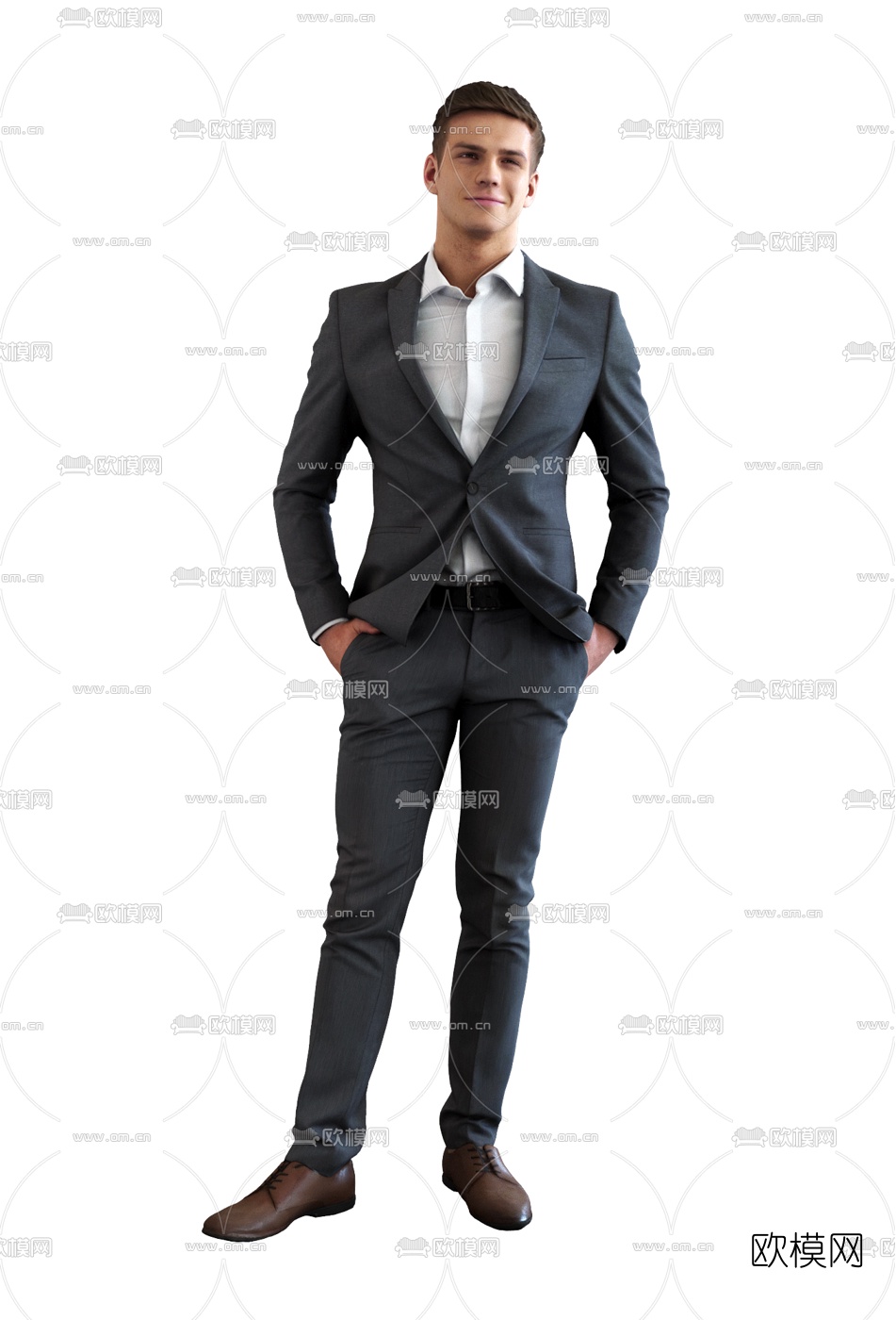 现代商务西装男人3d模型下载