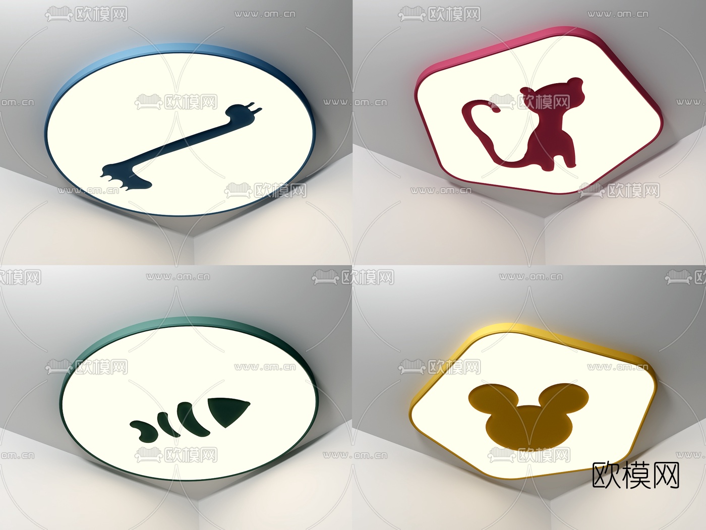 现代儿童吸顶灯3d模型下载