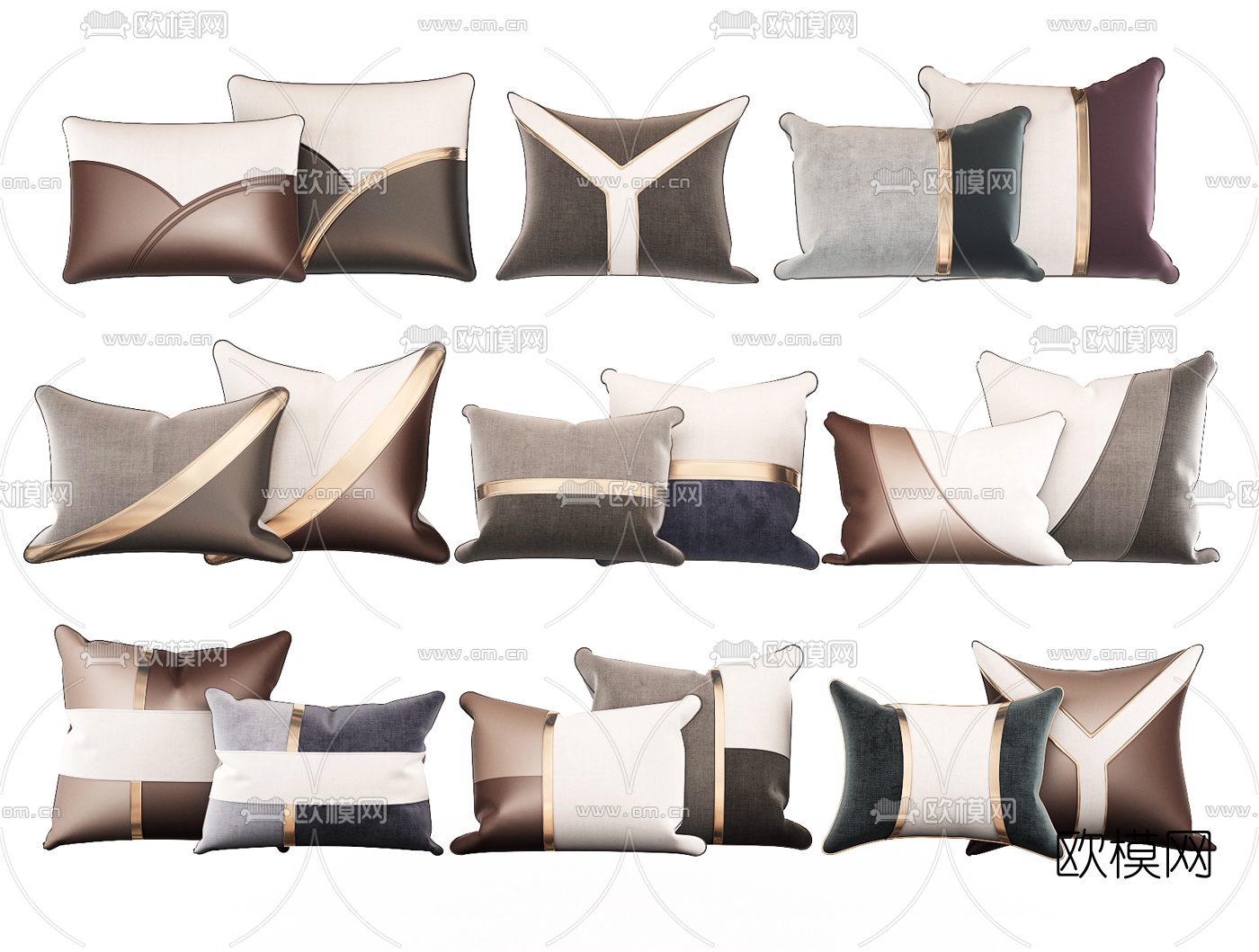 现代布艺抱枕3d模型下载