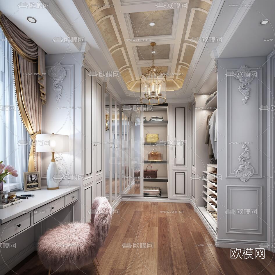 欧式衣帽间3d模型下载