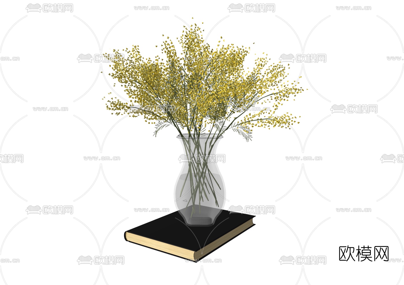 现代玻璃瓶插花免费su模型下载