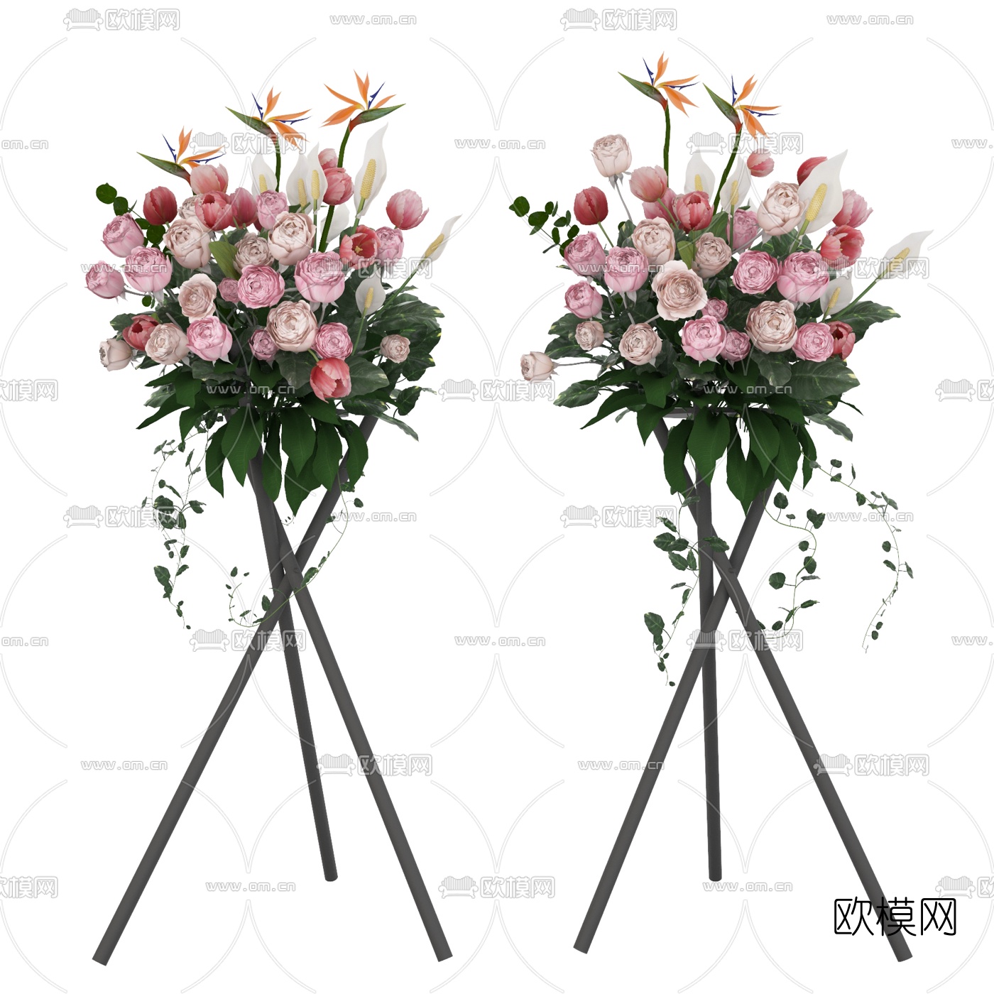 现代花架花卉花草3d模型下载