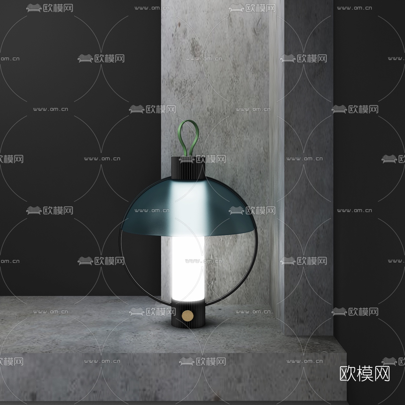 工业风金属个性手提灯3d模型下载（渲染图2）