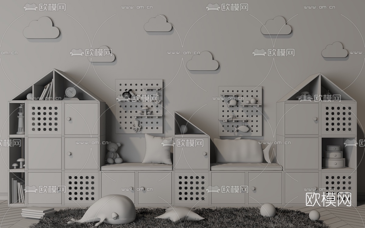 北欧儿童装饰柜3d模型