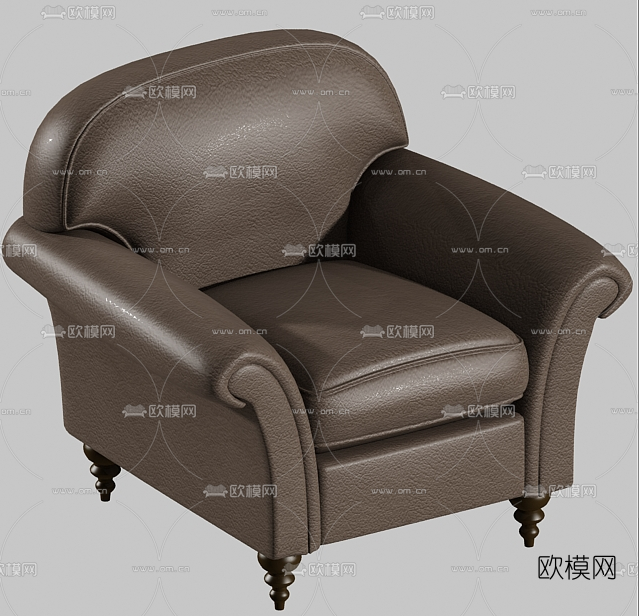 欧式皮革单人沙发免费3d模型