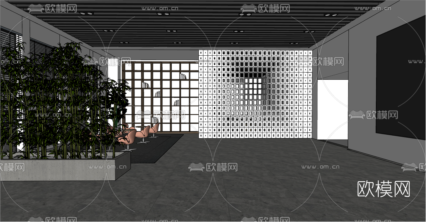 现代博物馆su模型下载（渲染图2）