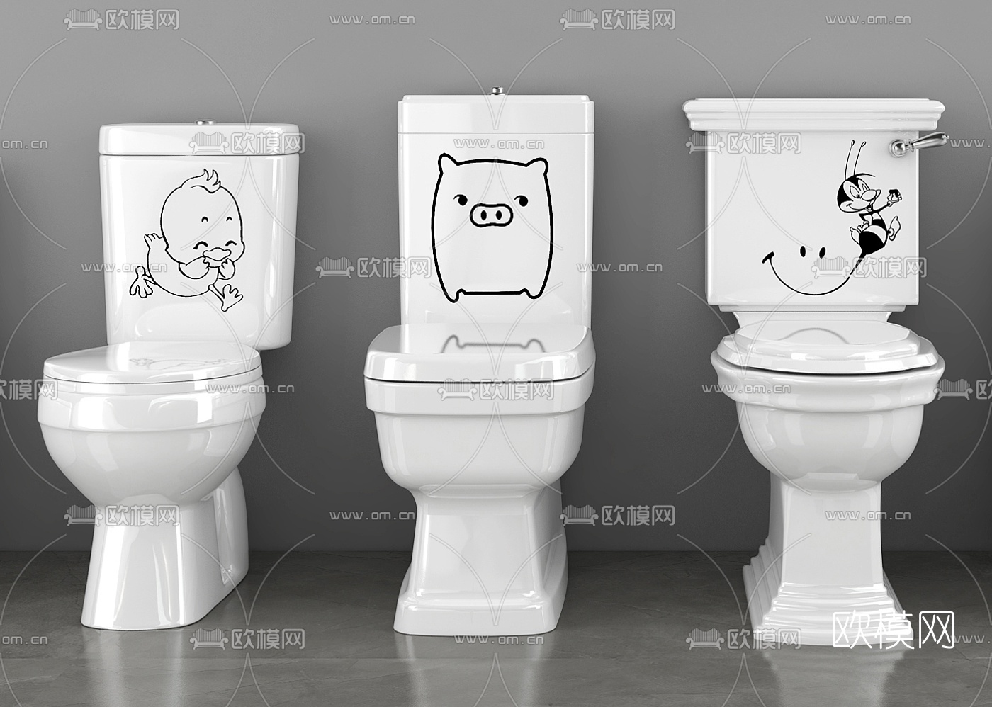现代卡通马桶坐便器3d模型