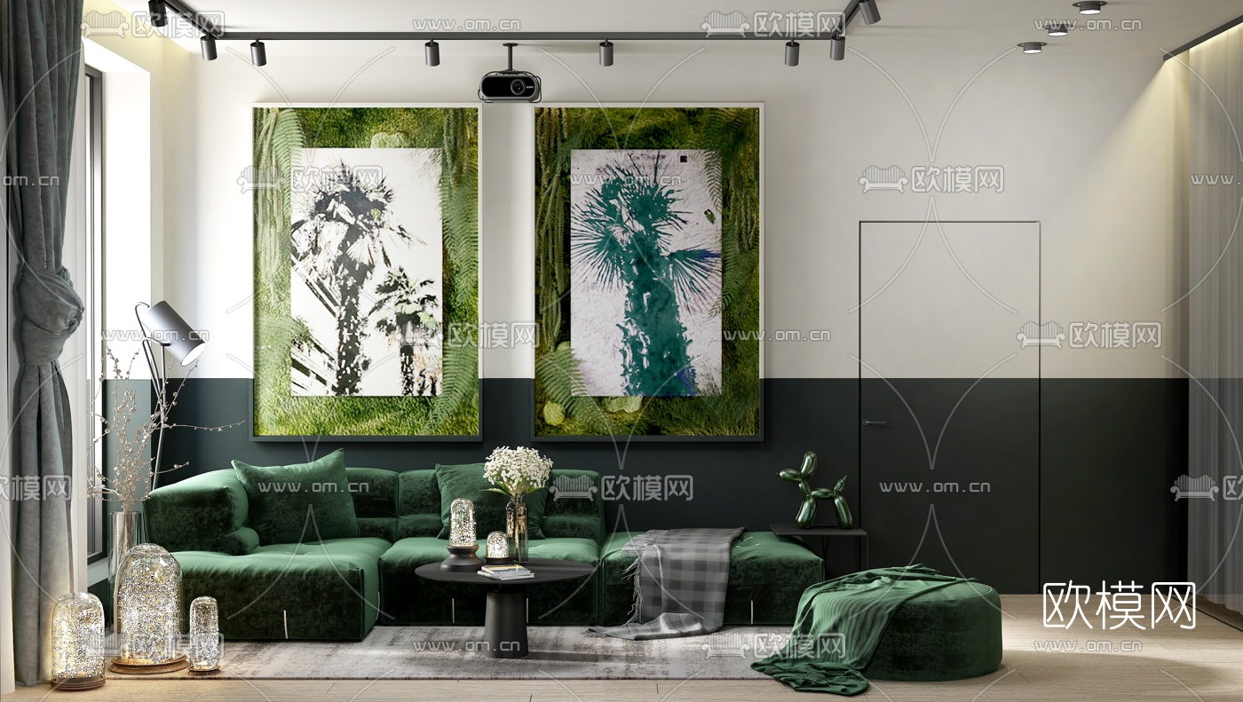 Maria Kukoba设计 现代绿色转角沙发组合3d模型