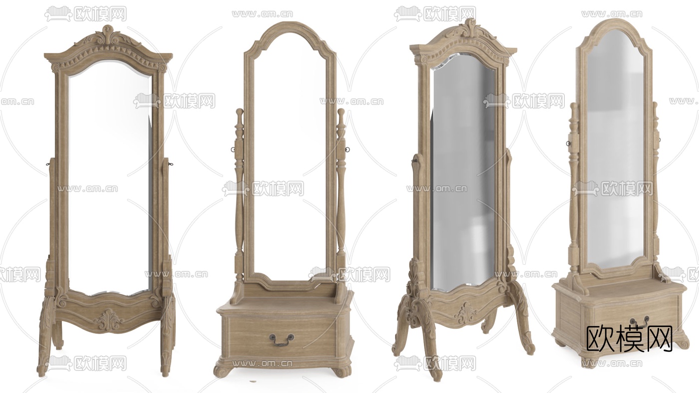 美式全身镜组合3d模型下载