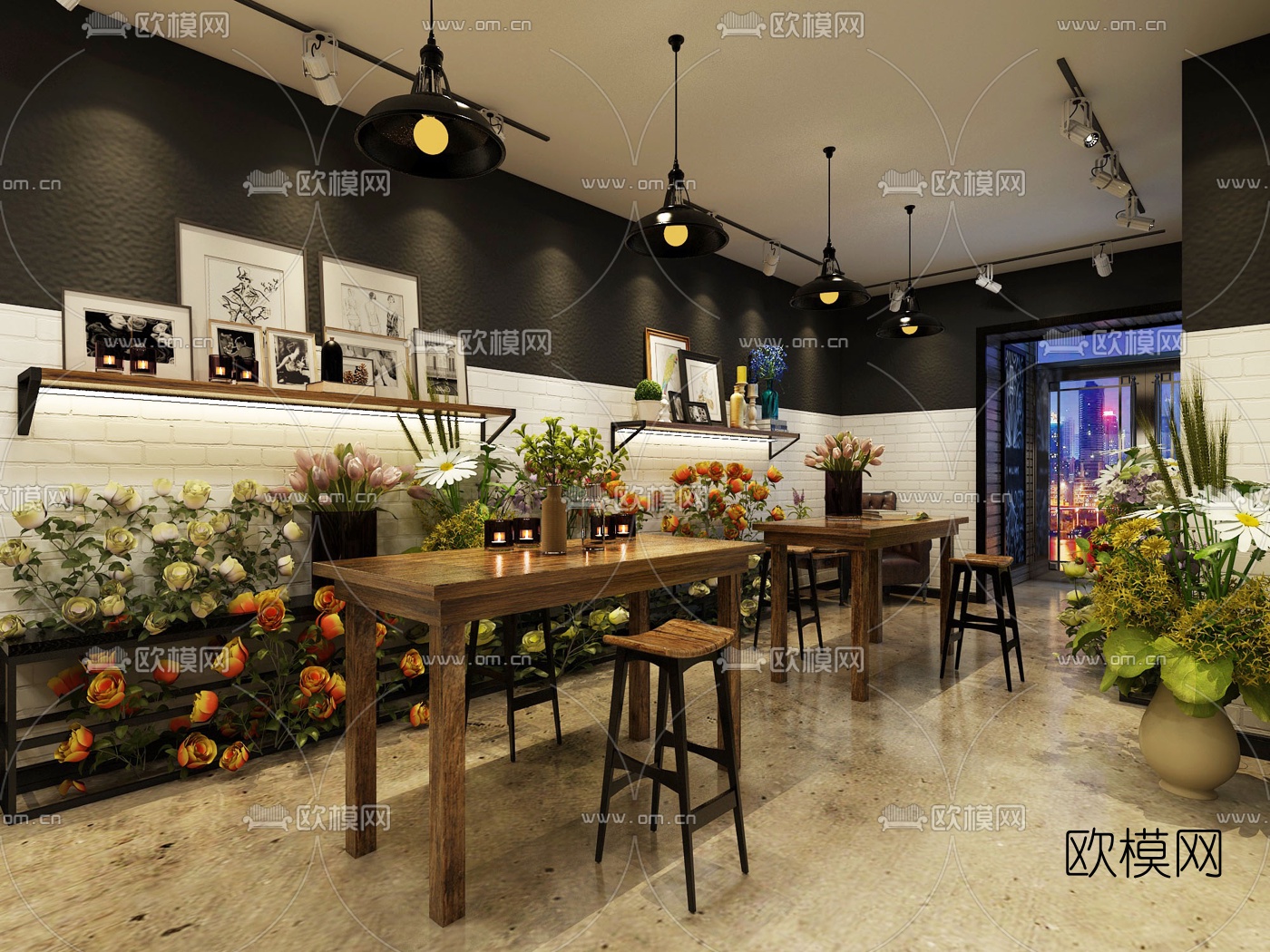 工业风花店工作区3D模型