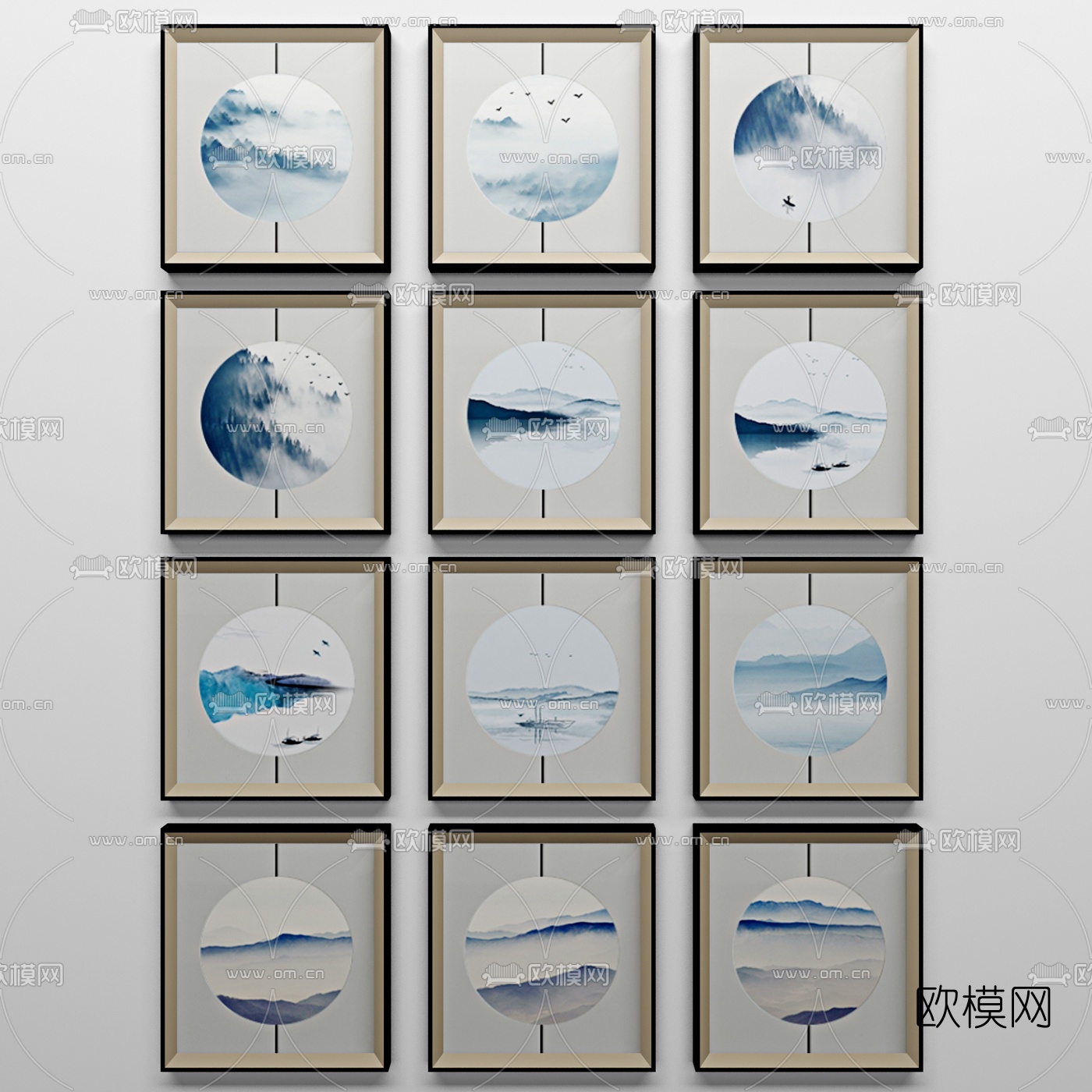 新中式装饰画3d模型
