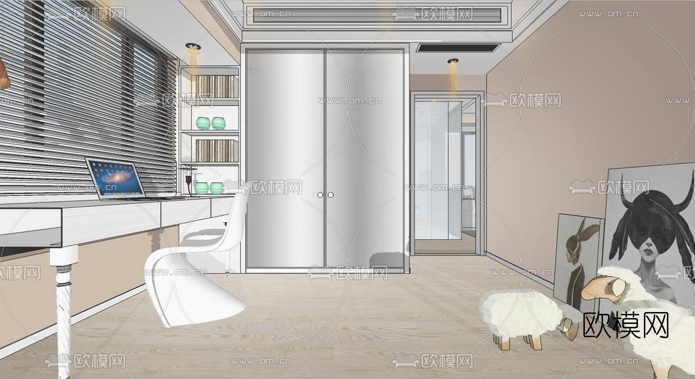 北欧客餐厅su模型下载（渲染图7）