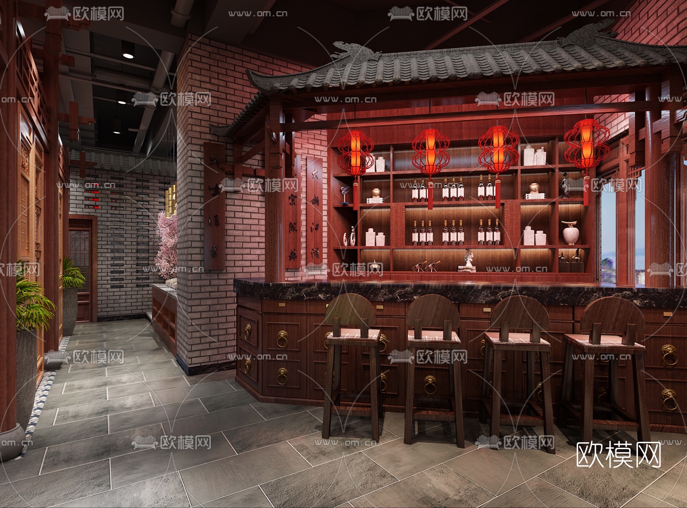 中式火锅店3d模型